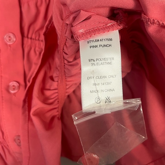 Astr the label pink smocked puff sleeve button long sleeve in pink punch size L - Picture 4 of 5